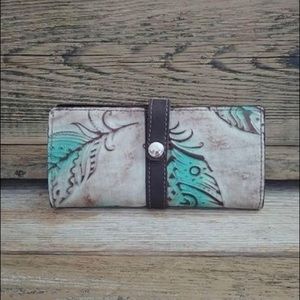 Handmade cowhide leather tri-fold wallet
